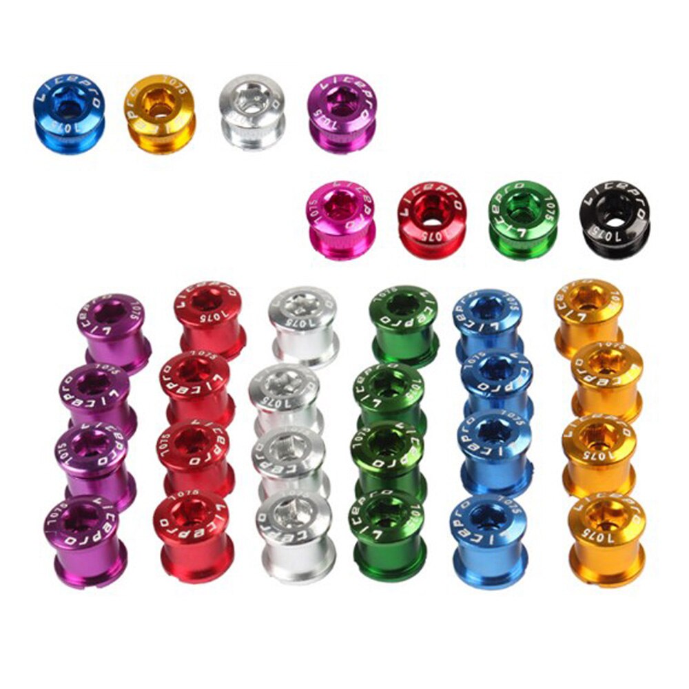 4pc mtb-kettingbladbouten dubbele/triple speed schijfremmen enkel kettingbladbouten goud/zilver/paars/blauw/rood/zwart/groen