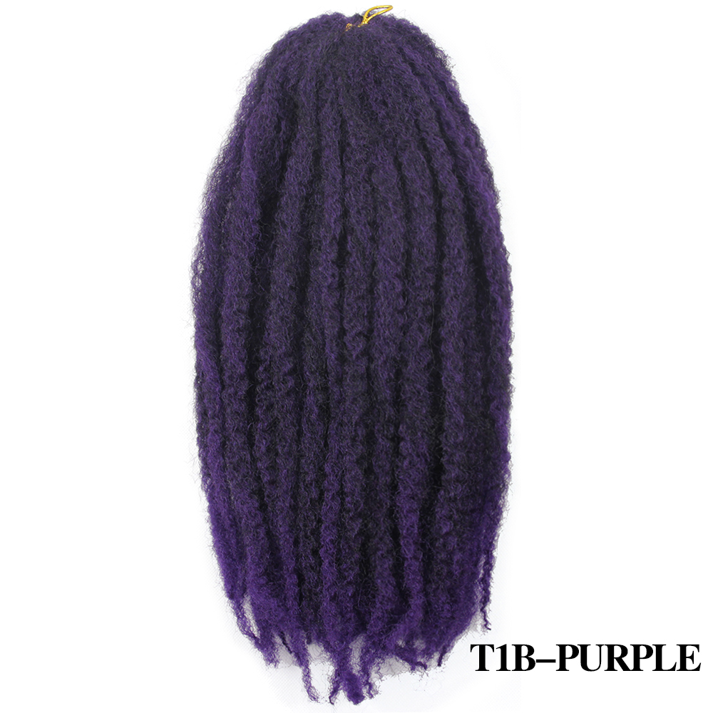 Marley fletninger hæklet ombre afro kinky twist hår syntetisk fletning hår hæklet fletninger hair extensions: T1b/ lilla