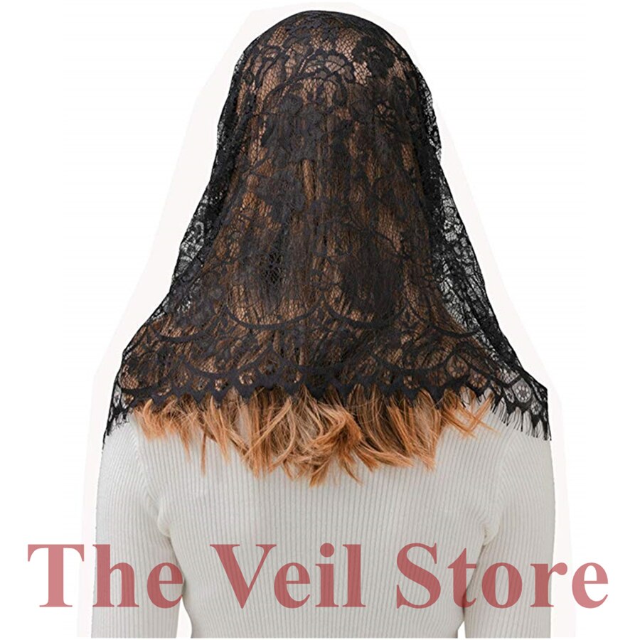 Schwarz Weiß Spanisch Spitze Frauen Mantilla Kapelle Schleier für Kirche Runde HeadCover Latein Masse Mantilla de Novia Negra Schal Headwrap