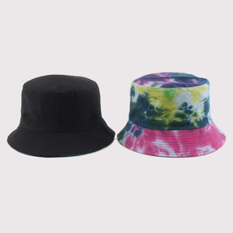 Harajuku tie-dye reversibel spand hat sommer sol hatte til kvinder mænd fiskeri hat graffiti hip hop spand cap
