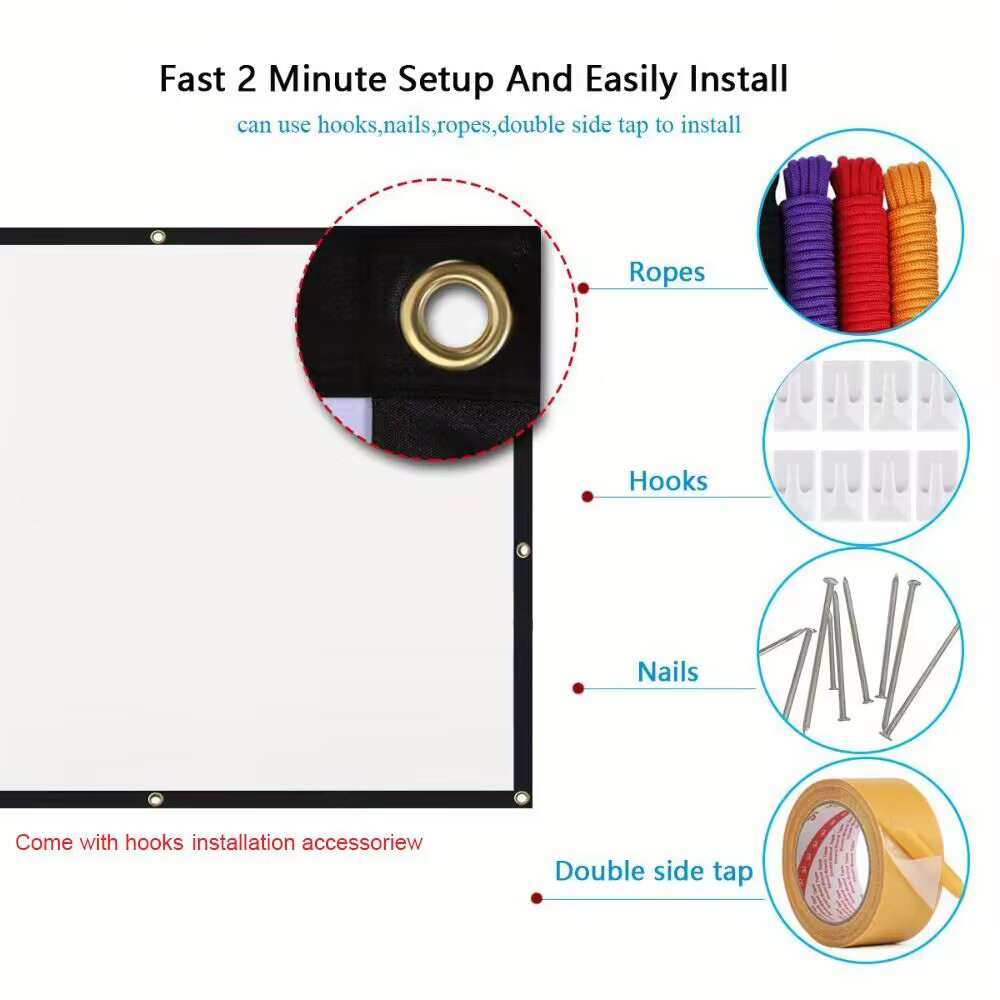 Simple wall mounted projection soft screen foldable outdoor camping entertainment movie screen high-definition washable 16:9