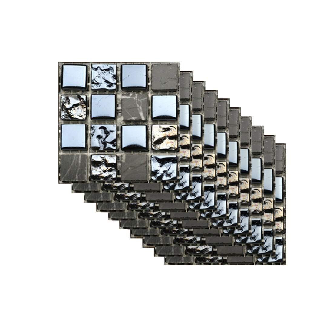 10 Pcs Keuken Badkamer 3d Waterdichte Zelfklevende Mozaïek Muurtattoo Kast Sticker Schil En Stok Backsplash Vinyl Tegels Papier