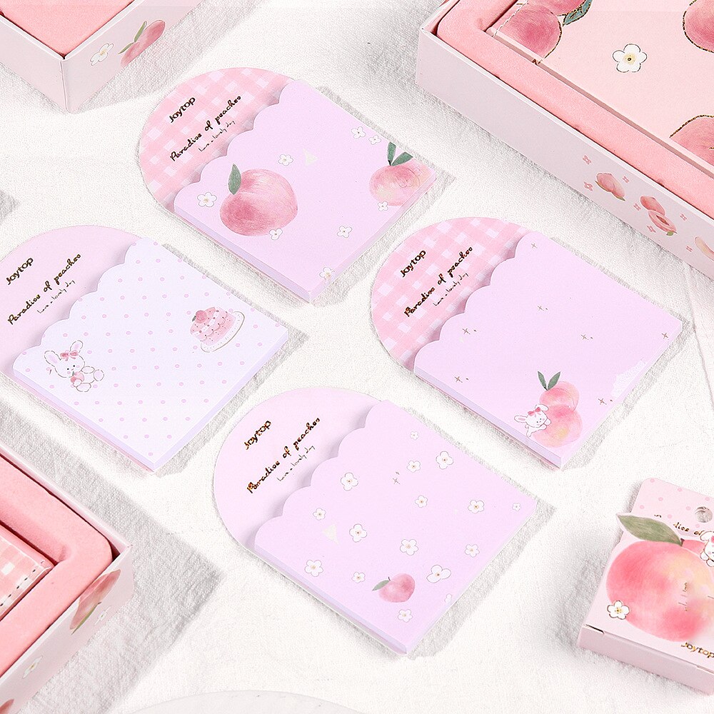 Box Set Stationery Hand Ledger Paper Tape Set Pink Peach Cake Pattern Cute Suitable for Girls Birthday School Rewards