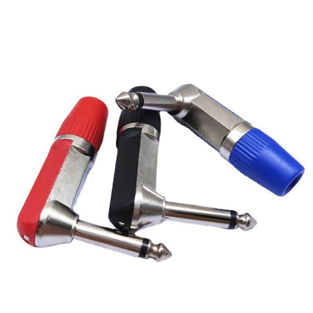 Conector Jack de 6,35mm para altavoz y micrófono, adaptador de Audio para guitarra de ángulo recto de 1/4 pulgadas, 6,35 Mono, 1 ud.
