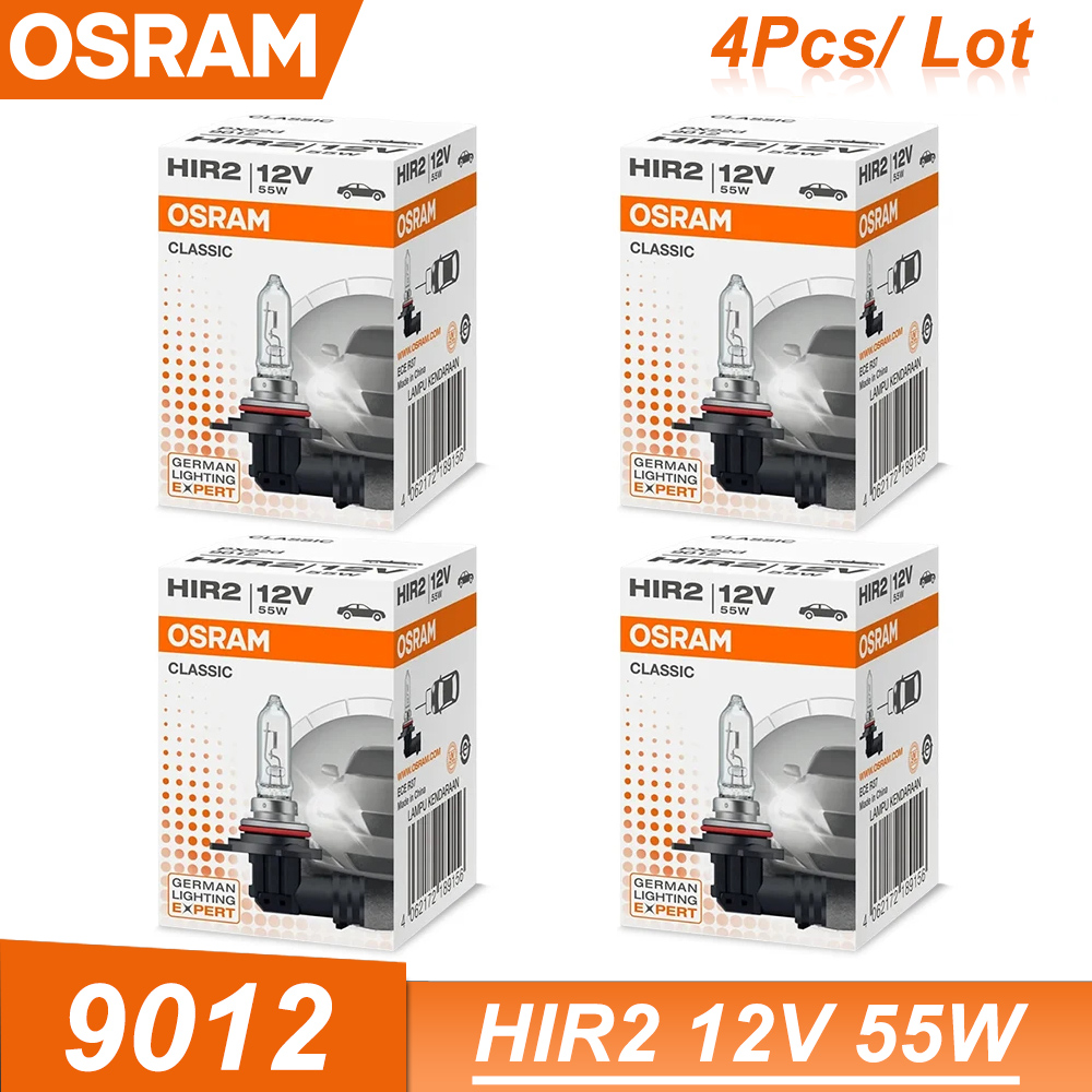 OSRAM HIR2 12V 55W PX22d 3200K 9012 faro halógeno clásico bombilla Original para coche lámpara automática haz alto/bajo estándar: Cristal azul