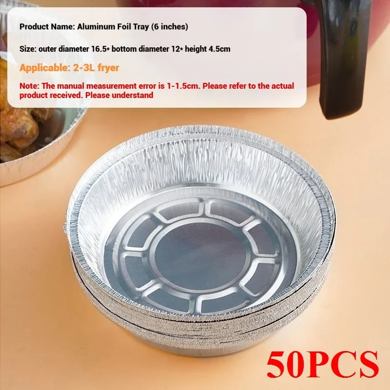 50/100 stuks oliebestendige aluminiumfolie bakjes voor airfryer, wegwerp papieren antiaanbak stoommandjes, keukenhulpmiddel, barbecue lekbak: Hemelsblauw