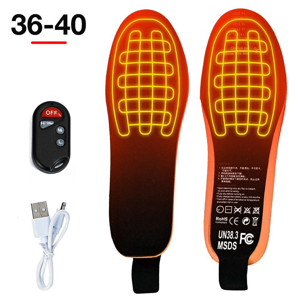Solette per scarpe riscaldate USB con telecomando 3.7V 2100MA piedi calzino caldo tappetino per riscaldamento elettrico solette per riscaldamento elettrico: nero