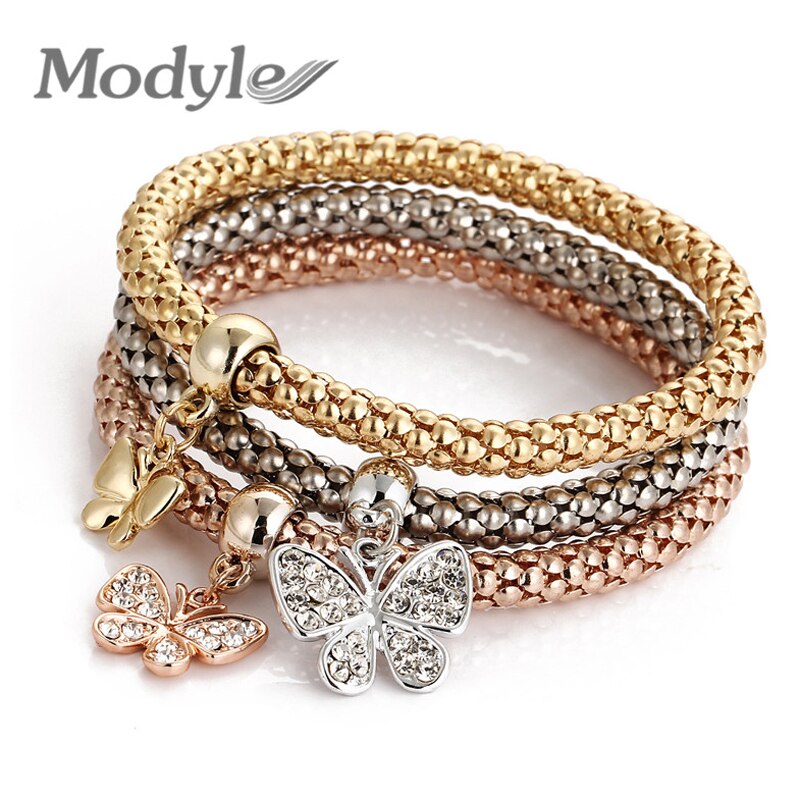 Modyle-Pulseras y brazaletes de Color dorado para mujer, brazaletes de cadena de Metal, joyería de