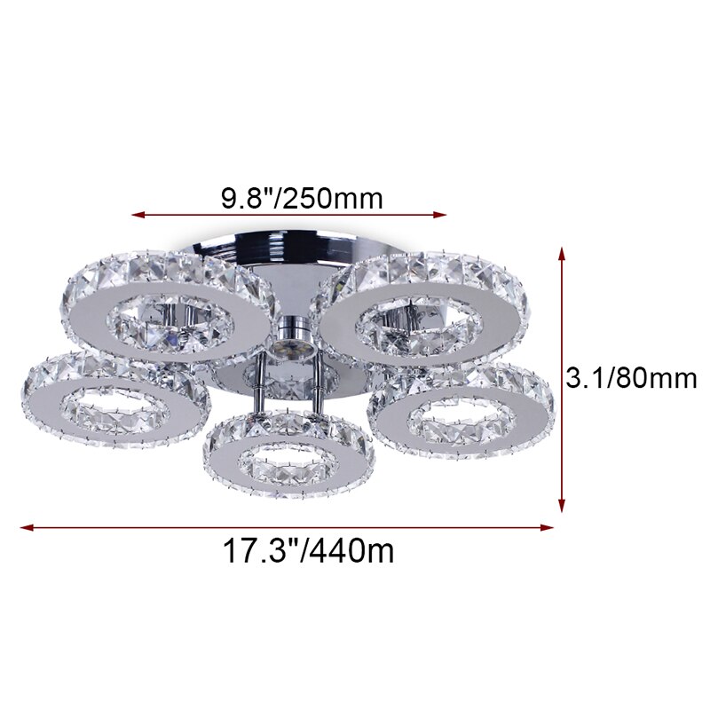3/5 Ringen Moderne Kristallen Kroonluchter 30W Led Plafond Ronde Kroonluchter Binnenverlichting Home Voor Woonkamer Slaapkamer plafon Glans