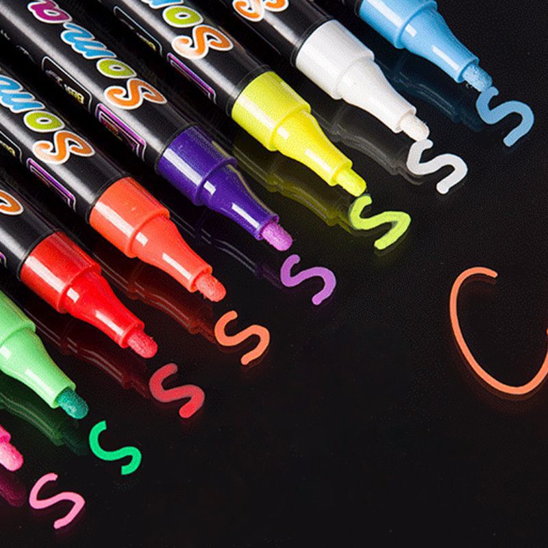 8 väriä korostuskynä fluoresoiva neste liitu merkki neon kynä led -kirjoituspöydälle liitutaulu lasi maalaus graffiti toimisto su
