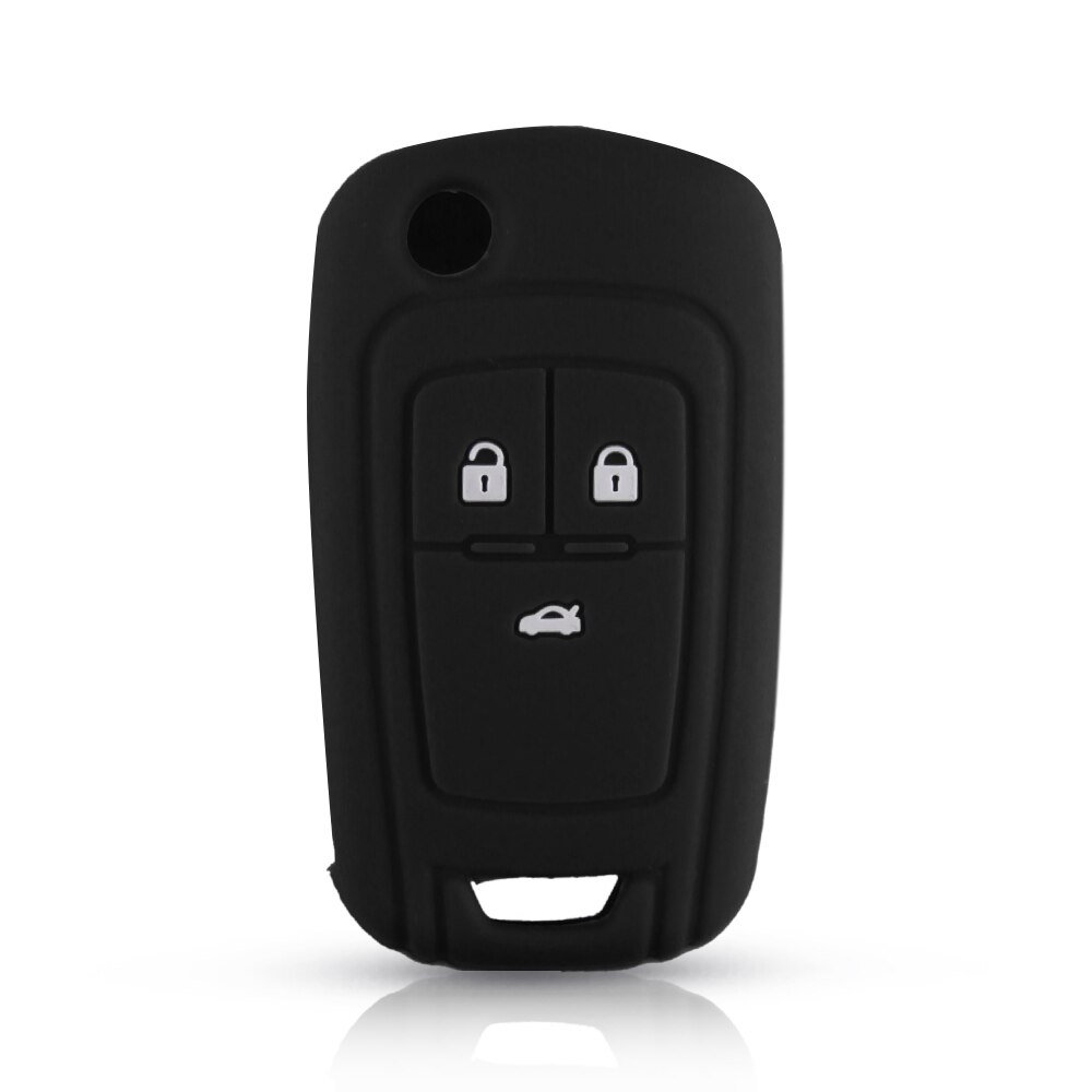 Funda de silicona para llaves de coche, cubierta de mando a distancia para OPEL, VAUXHALL, Astra J, Corsa E, Insignia, Zafira C, Buick Hideo, llave plegable: Negro