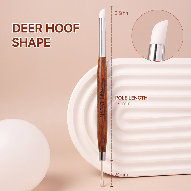 Dual-Ended Nail Art Brush with Silicone Spatula Carving Flower Painting Pen & Nail Gel Mixing Tool Multi-Function Manicure Tools: DARK GRAY