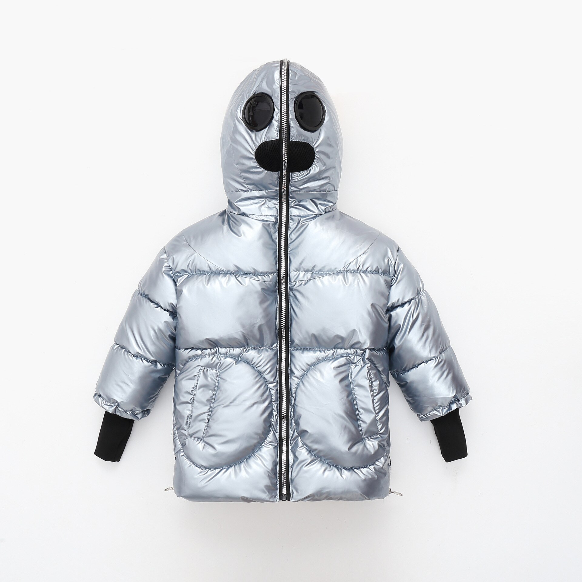 Børnejakke til drenge vinterjakker piger børnefrakke skinnende jakke vintertøj børn drengejakker varmt outwear 8/10/11 år: Sølv / 8t