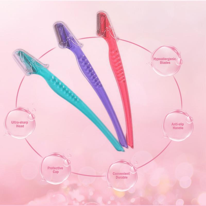 3Pcs Eyebrow Razor Trimmer razor Facial Hair Removers Shaper Tool Suit Various Eyebrow Shapes Easy To Use For Beauty