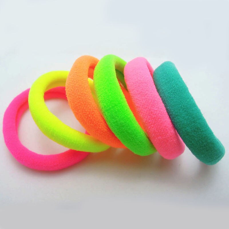10Pcs Faixas de Cabelo Acessórios de Cabelo para As Mulheres Meninas Fluorescência Doces Gomas de Bandas De Borracha Elástica Elástico Preto Faixas de Cabelo Empate