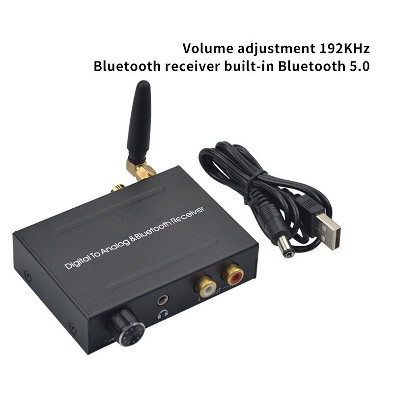 Bluetooth 5.0 DAC 192Khz Digital to Analog Audio Converter Bluetooth Receiver with Volume Control for iPad Phone DVD