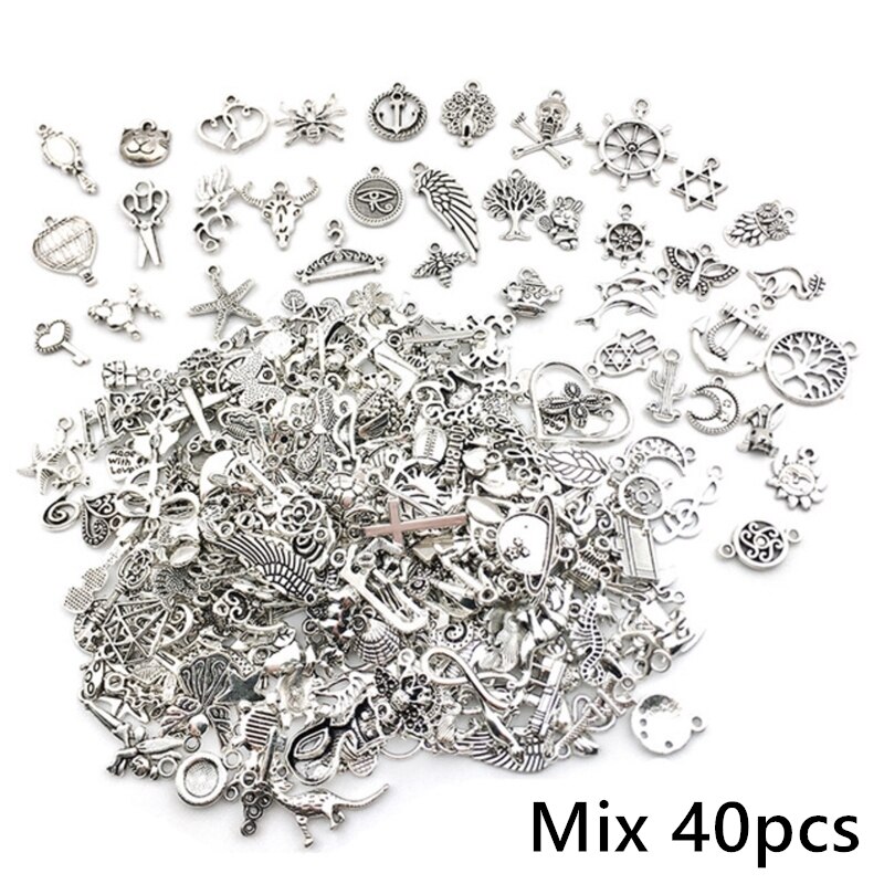 Vintage Mixed 20/40pcs Metal Animal Birds Charms Beads Handmade DIY Bracelet Pendant Neacklace Clips Jewelry Making Findings: HK38 40pcs