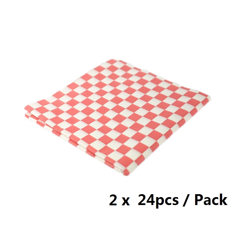 6Pcs Fast Food Manden &amp; 24Pcs Deli Papier Liners Brood Dienblad Wax Deli Vel Restaurant Benodigdheden Voor kip Hamburger Frietjes: 48pcs red paper