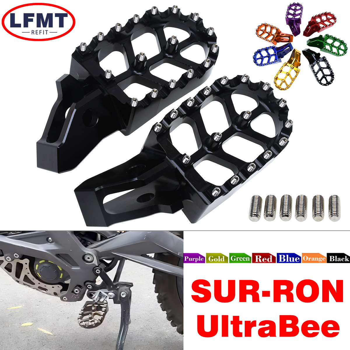 Estribos CNC para motocicleta, Pedal de montaje, soporte de reequipamiento para sur-ron, sur ron, Ultrabee, Ultra Bee, piezas de bicicleta todoterreno