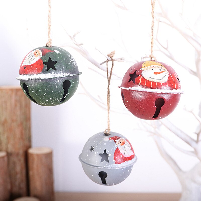 Christmas Bell Rood Wit Groen Metal Jingle Bells Kerstboom Opknoping Hanger Ornament Kerst Decoratie Voor Thuis