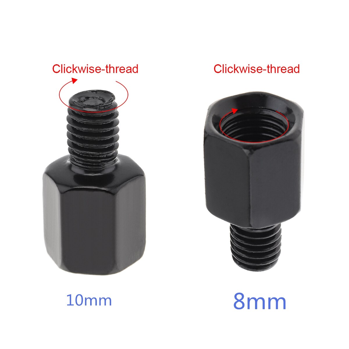 1 Pcs Black Motorcycle Rear Mirror Adapters 10MM 8MM Clockwise Anti-clockwise Right Left hand thread Changing Screw: Clear