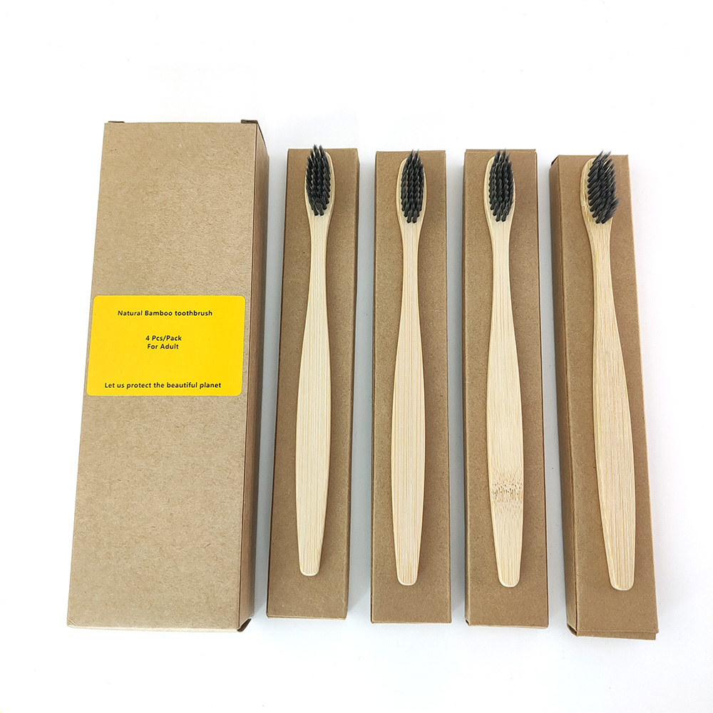 Natural Organic Eco-Friendly Wood Ergonomic Soft Bamboo Toothbrush BPA Free Bristles: 1198-i-1
