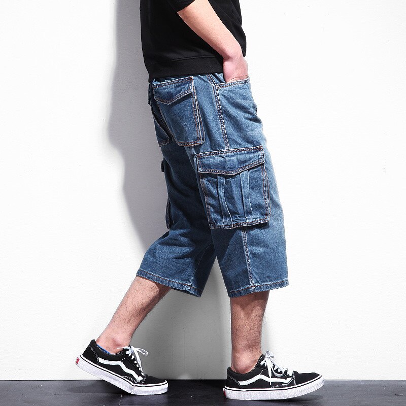 Casual herrshorts jeans herr sommar stora fickor shorts plus size denim herrkläder stor storlek  a5333