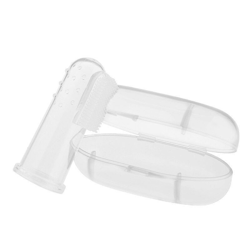 Cepillo de dientes para dedos de bebé, cepillo de dientes de silicona suave, para limpieza de dientes, seguro, a la: white box