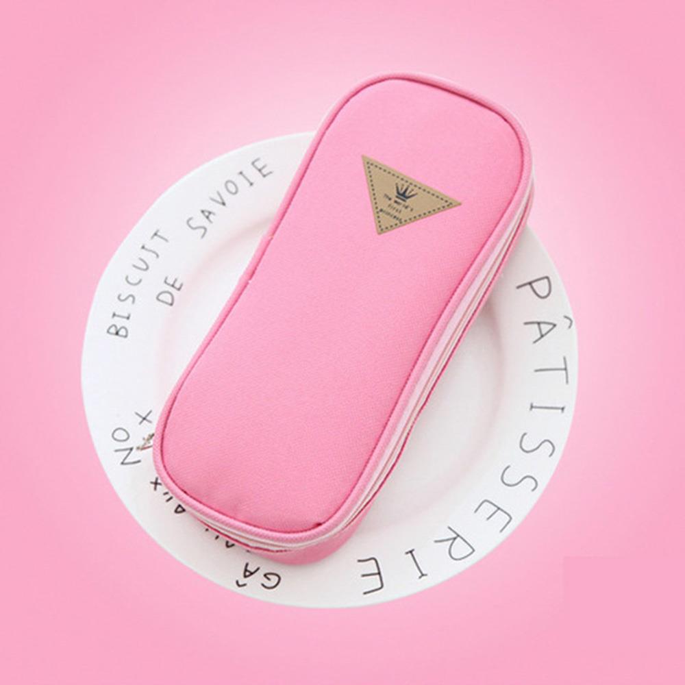Protection Pencil Stationery Student Color Yellow Simple Colorful Pencil Case School Storage Furl Pink Lake Blue: Pink