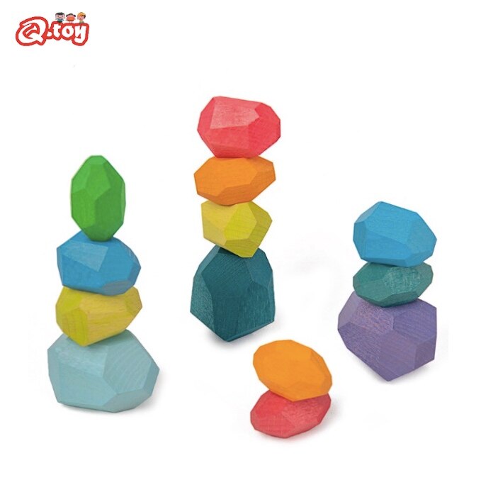 Arcobaleno di legno blocchi di costruzione per bambini block di legno pietra colorata giocattolo educativo di sovrapposizione gioco Jenga regalo equilibrio di pietra