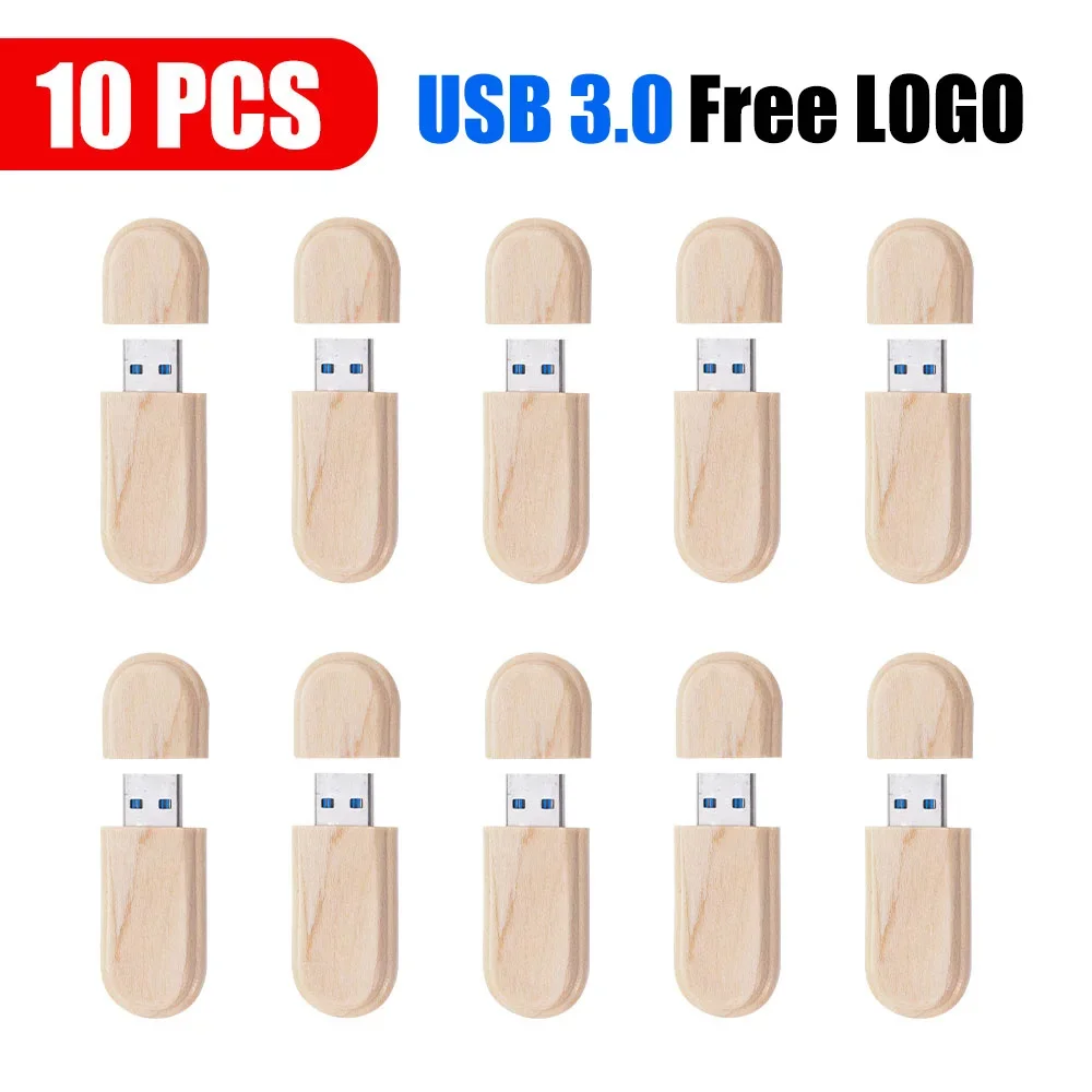 10 stk/parti usb-minnepinner i tre med 3.0 stk. gratis logo, 128gb 64gb . minnepenner, 16gb 32gb 8gb minnepinne til bedrifter, usb-pinne: måke / 64gb