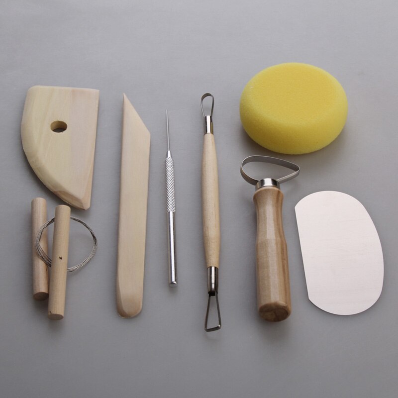 8 Stuks Aardewerk Klei Tool Set Aardewerk Keramiek Molding Gereedschap Rvs Hout Spons Tool Set Hout Spong
