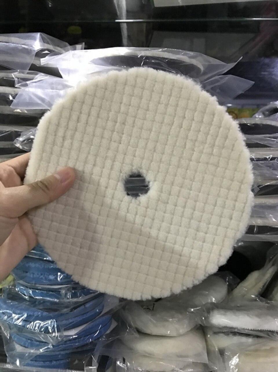 7 Inches Wool Polishing Pads Heavy Cutting Stripe Wool Buffing Pad Wool Polishing Pad For Car Care MY-8