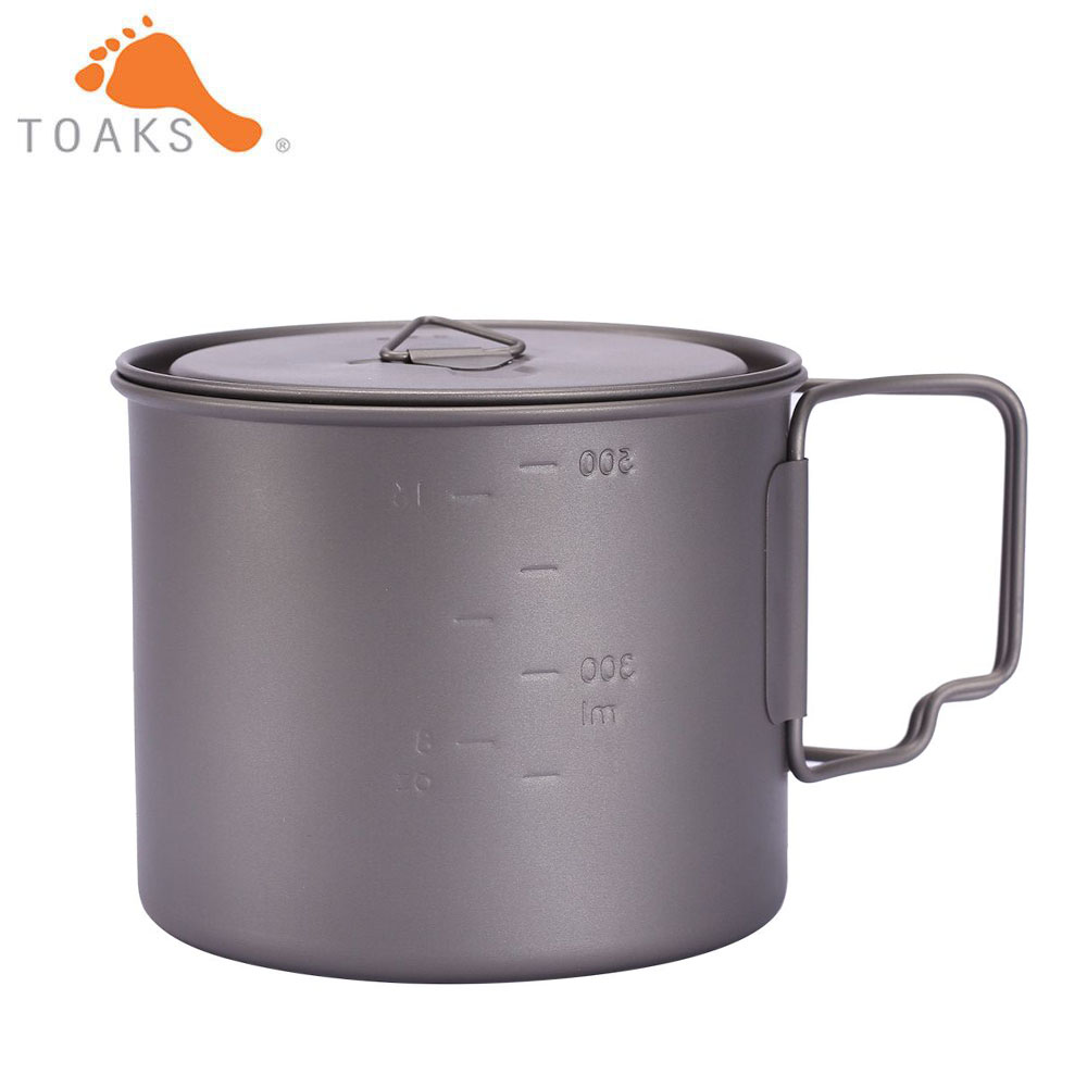Toaks Titanium Cup Koffie Thee Mok Ultralight Voor Outdoor Camping Servies Opvouwbare Handvat 550 Ml 72G
