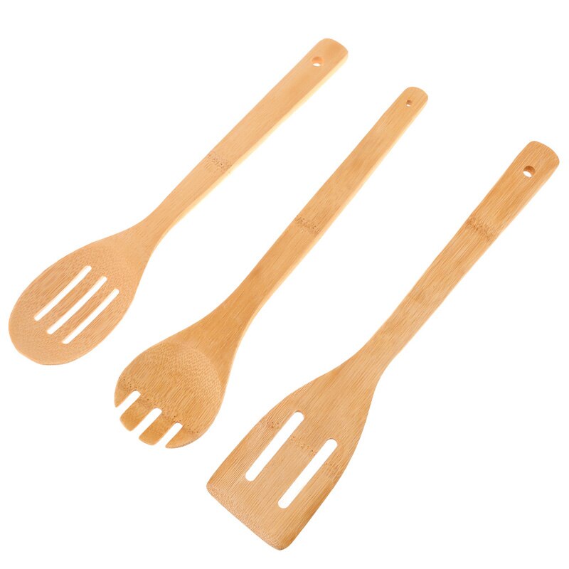 6Pcs/set Cooking Utensils Bamboo Wood Kitchen Slotated Spatula Spoon Mixing Holder Dinner Food Rice Wok Shovels Tool EJ875484