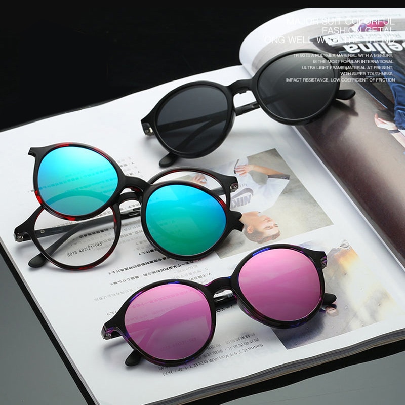 Gafas con montura redonda gruesa Vintage para hombre y mujer gafas con Clip magnético TR90 gafas graduadas ópticas marcos para gafas