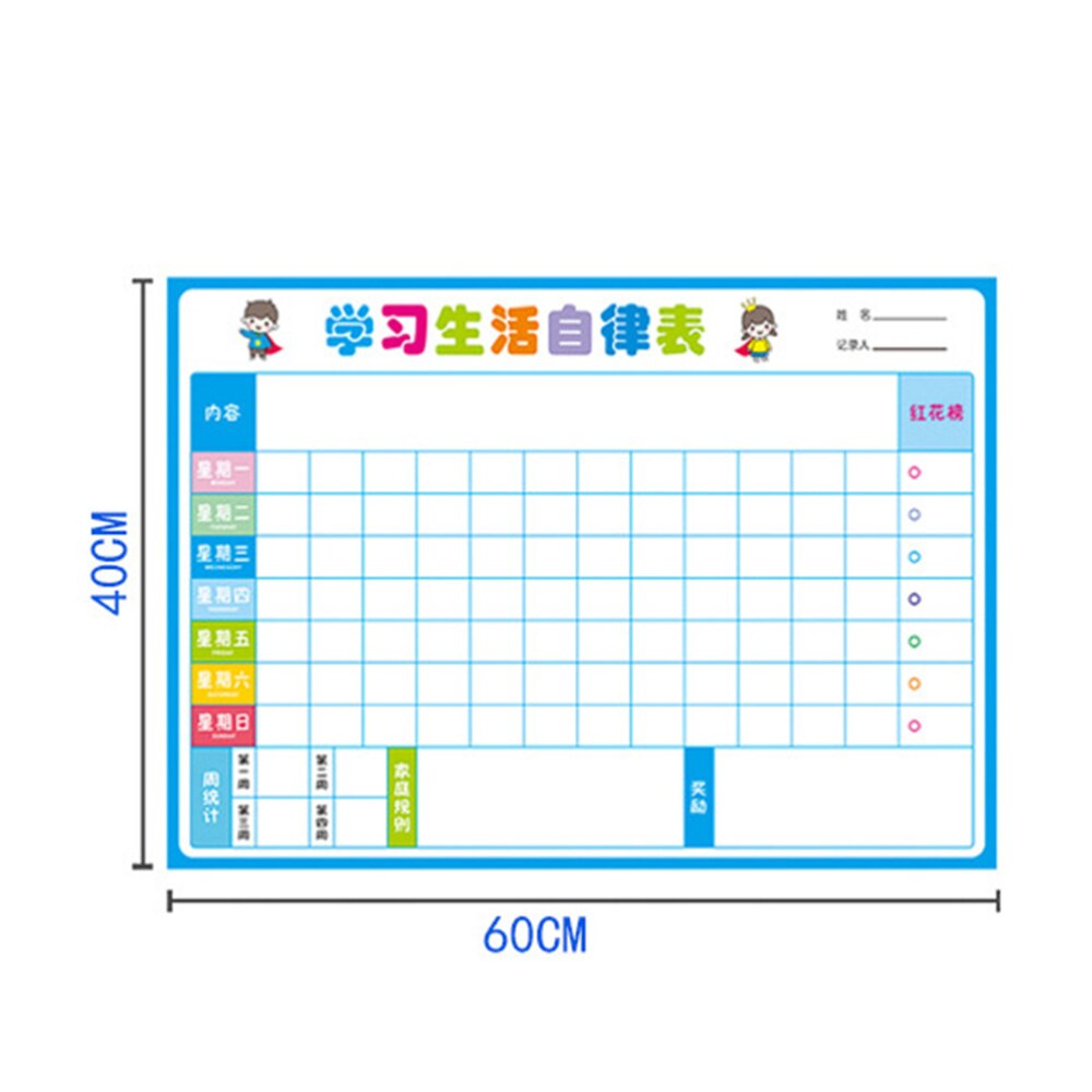 1 Set Self-regulation Table Magnet Standard Good Habits Reward Chart Self Discipline Chart Durable Growth Record Board Hanging R