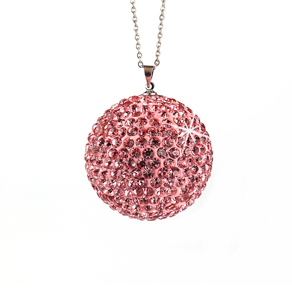 Auto Accessoires Auto Achteruitkijkspiegel Hanger Auto Charm Bling Crystal Bal Ornament Opknoping Auto Accessoires: Roze