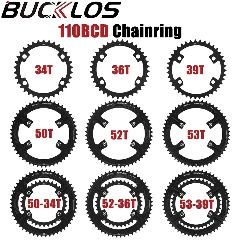Plato de bicicleta BUCKLOS 110 BCD, plato de bicicleta de carretera de doble velocidad 34T 36T 39T 50T 52T 53T, rueda de cadena de bicicleta para pieza de bicicleta SHIMANO