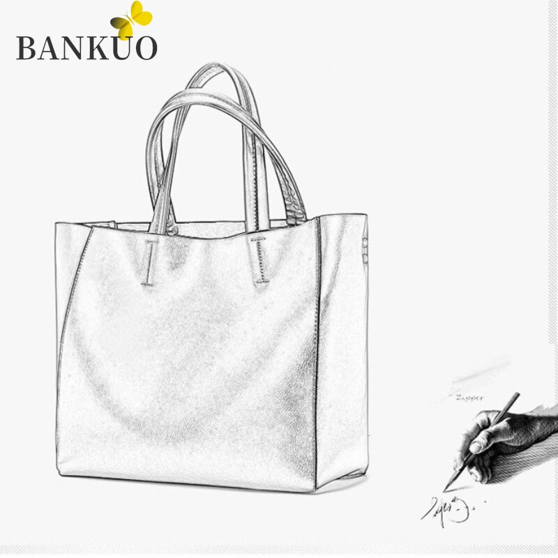 BANKUO Womens Bag Premium PU Lychee Pattern Composite Bag Large Capacity Simple Vintagetote Bags Forwomen Female Bag Z383