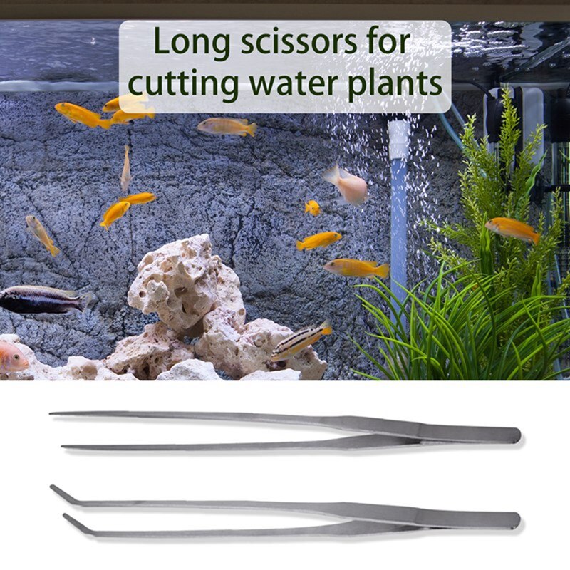 Aquarium Tank Tools Aquarium Scissor Tweezers Tool Stainless Steel Aquatic Plants Set Tank Accessories for Plants and Fish