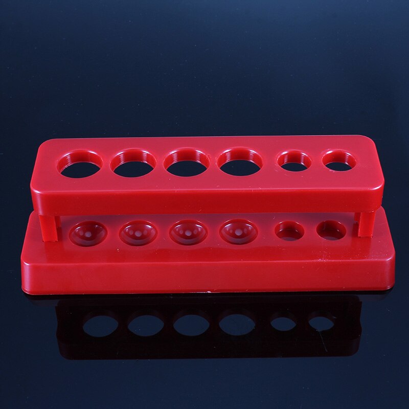 Rött plast provrörsställ 6 hål hållare stöd byrett stativ laboratorie provrör stativ hylla labb skolmaterial