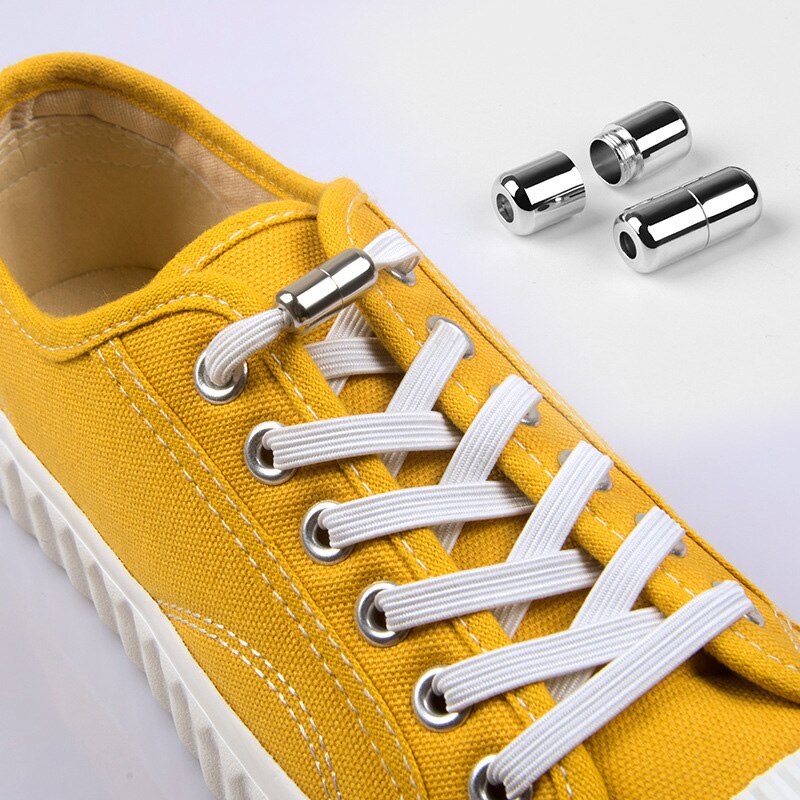 1 paar veters zonder strik, platte elastische veters, kindersneakers voor volwassenen, veters, snelle, luie veters, schoenveters met metalen capsulegesp