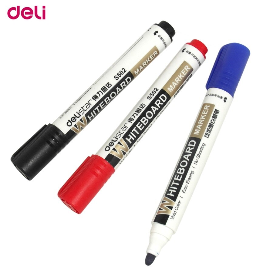 Deli s502 caneta marcadora de tinta repetida, tinta vermelha/preta/azul para escola e escritório, 10 unidades