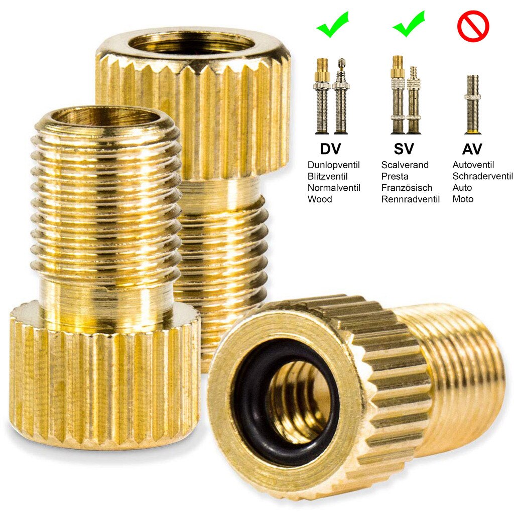 Adaptateur de Valve de vélo DV & SV (vanne français dunflop) à AV (Valve de voiture) avec Rin vtt, accessoire de vélo