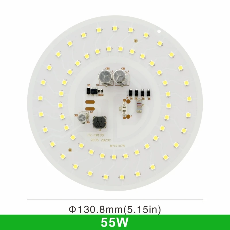 LED Round Chip 55W 45W 38W 28W 18W 14W 10W 5W for Light Bulb 2835SMD DOB Light Beads AC 220V No Flicker Bulb Chips Lighting Lamp: Brown