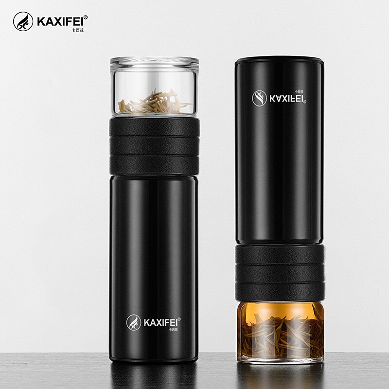 Glazen thee thermoskan vacuümbeker thermosflessen theemok beker thermos temperatuurweergave glazen fles thee-ei thermische beker mok