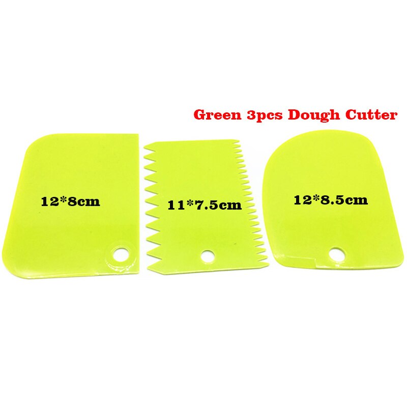 Stainless Steel Pastry Cutter with Measuring Guide Pizza Dough Scraper Baking Pastry Spatulas Bread Slicer Kitchen Accessories: 3pcs green