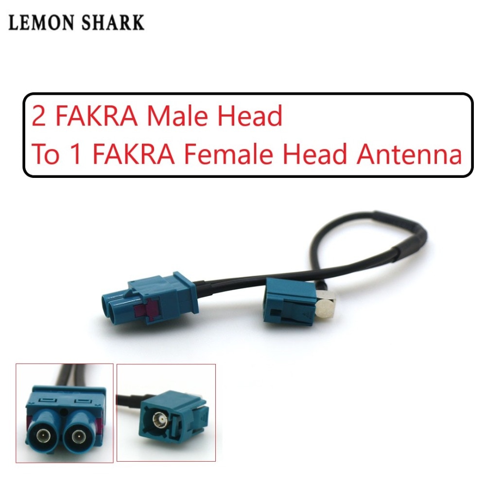 2 FAKRA Male Head To 1 FAKRA Female Head Radio Antenna Adapter Connector for VW