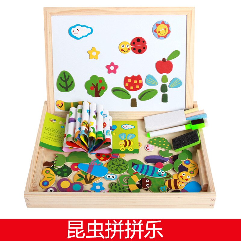 Kids Educational Learning Toy Wooden Magnetic Puzzle Toys for Children Jigsaw Animals/Circus Drawing Board with Box: D